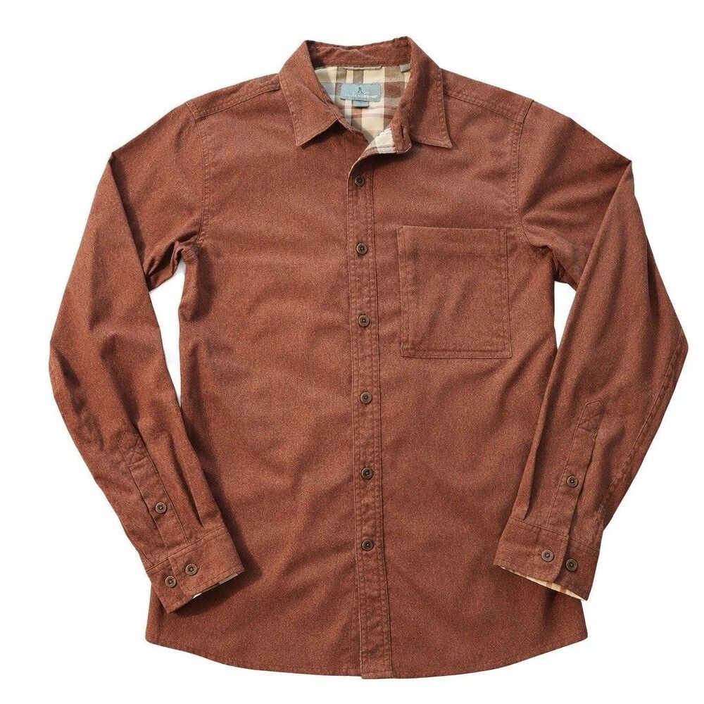 Royal Robbins Shirt Mens Small Brown Performance Flannel Plaid Trim Hiking - Picture 3 of 9